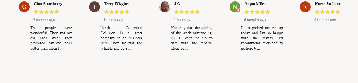 North Columbus Collision Center 400 Google Reviews